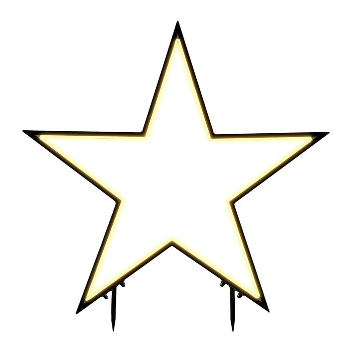 Garden d'Light Ster Tuinsteker met Warm Witte LED Verlichting - L90 x H102 cm - Metaal - Zwart