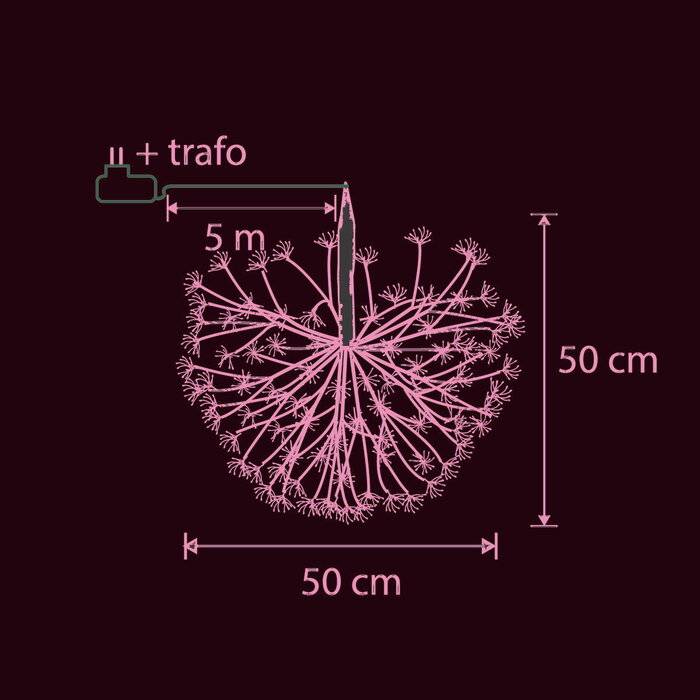 Kerstverlichting Bal met Warm Witte LED Lampjes - Ø50 cm - Zwart