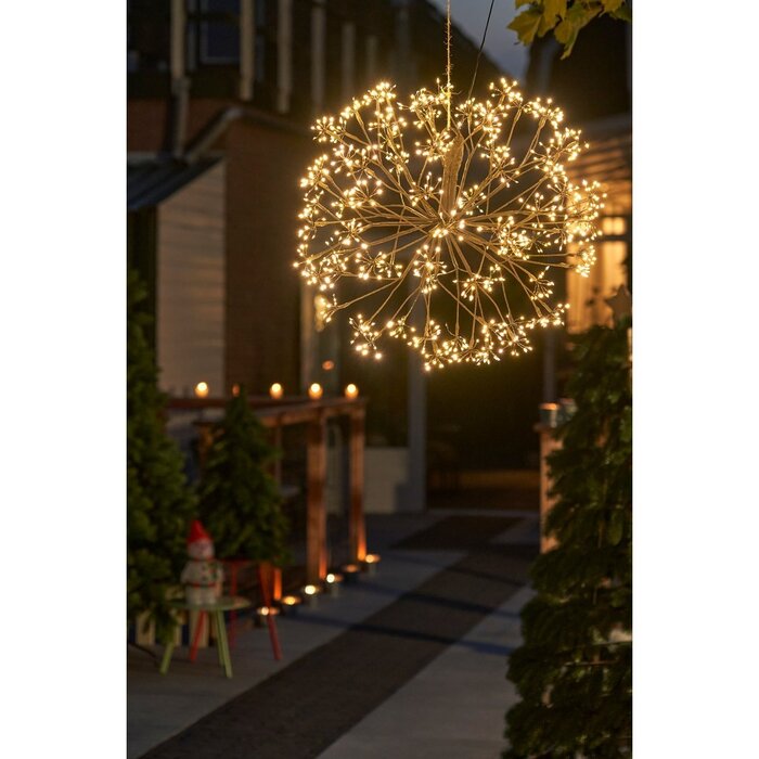 Kerstverlichting Bal met Warm Witte LED Lampjes - Ø50 cm - Zwart