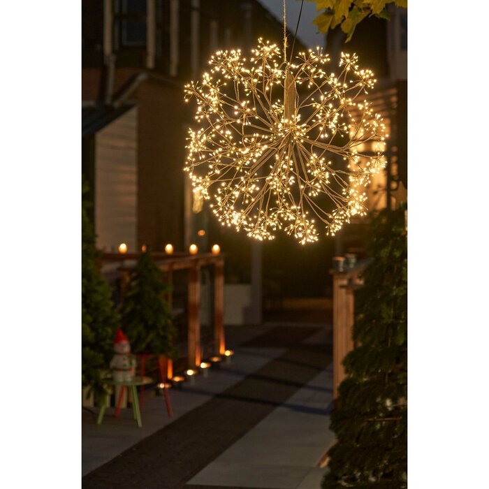Kerstverlichting Bal met Warm Witte LED Lampjes - Ø70 cm - Zwart