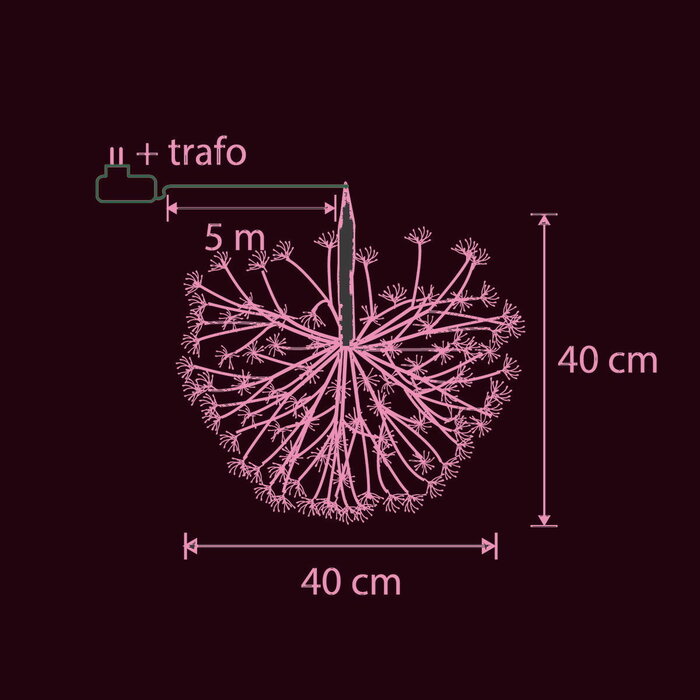 Kerstverlichting Bal met Warm Witte LED Lampjes - Ø40 cm - Zwart