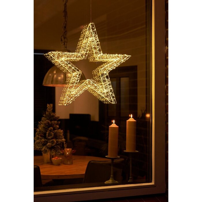 Ster Hangend met Warm Witte LED Verlichting - Ø56 cm - Metaal - Wit