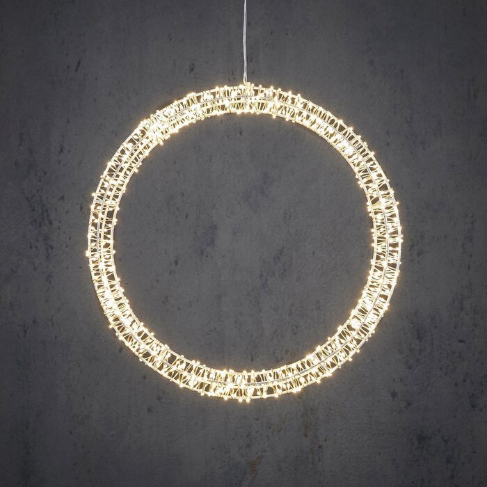 Kerstverlichting Cirkel met Warm Witte LED Lampjes - Ø36 cm - Metaal - Wit