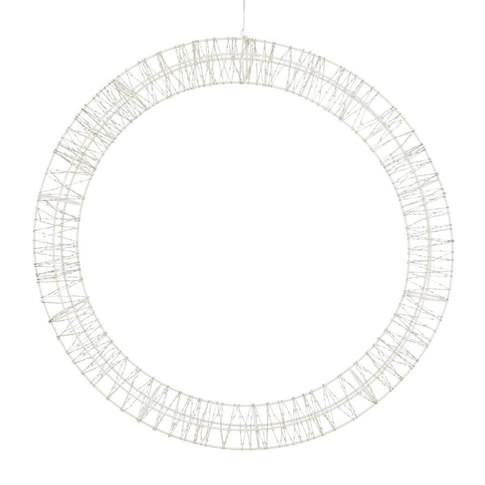 Kerstverlichting Cirkel met Warm Witte LED Lampjes - Ø56 cm - Metaal - Wit