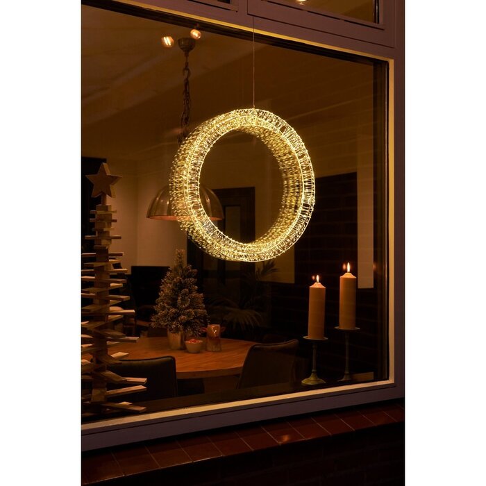 Kerstverlichting Cirkel met Warm Witte LED Lampjes - Ø56 cm - Metaal - Wit