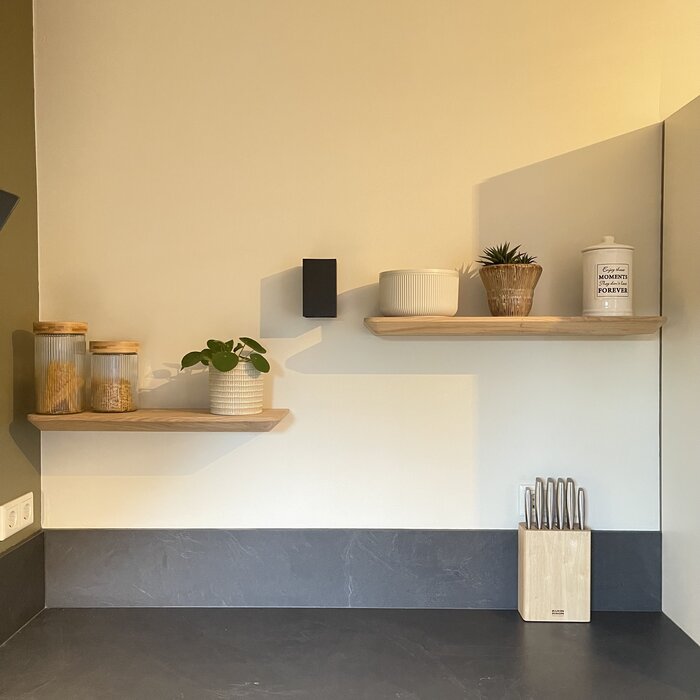 Wood & Work Eiken wandplank - Zwevend - Facet