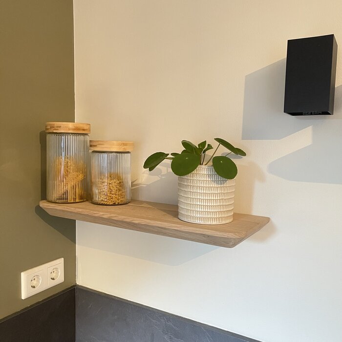 Wood & Work Eiken wandplank - Zwevend - Facet