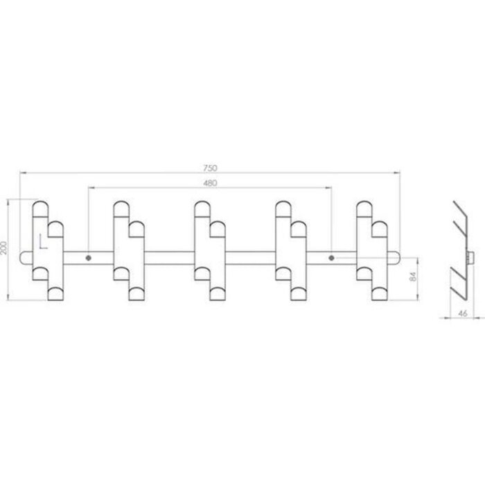 Gorillz Origami - Wandkapstok - 10 Dubbele - Kapstok Haken - Zwart