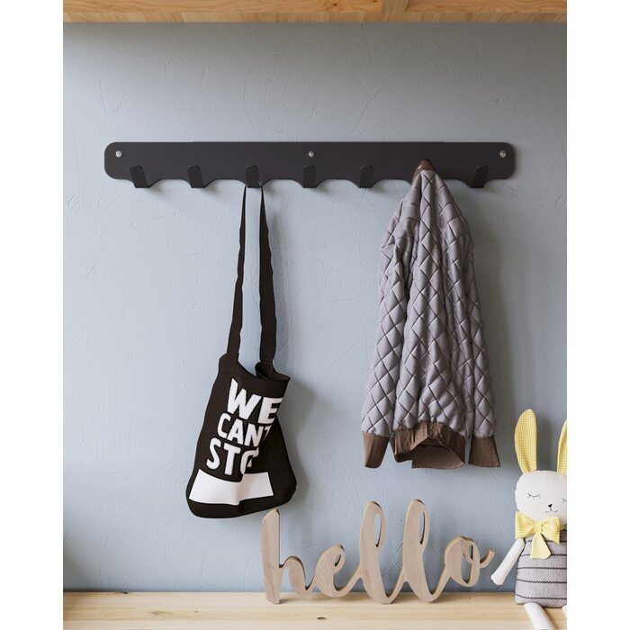 Gorillz Rounded Seven - Wandkapstok - 7 Kapstok Haken - Zwart