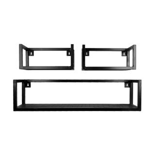 Wandplank Vintage Zwart Mangohout - Set van 3 Klein