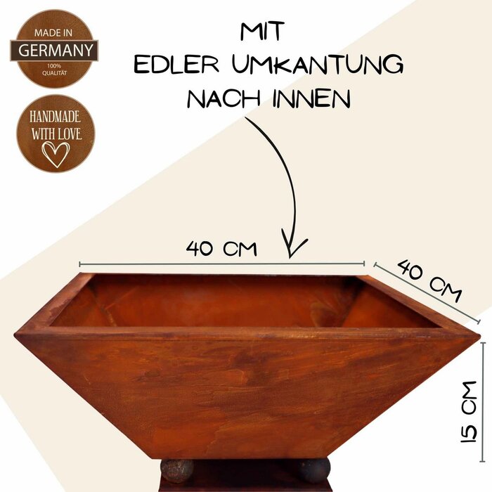 Vintage decoratieve plantenzuil 70 cm met diverse schalen | Tuindecoratie roest