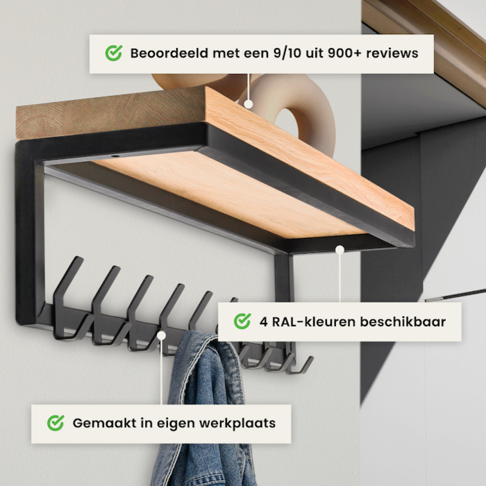 Wood & Work Kapstok - Industrieel - Eiken