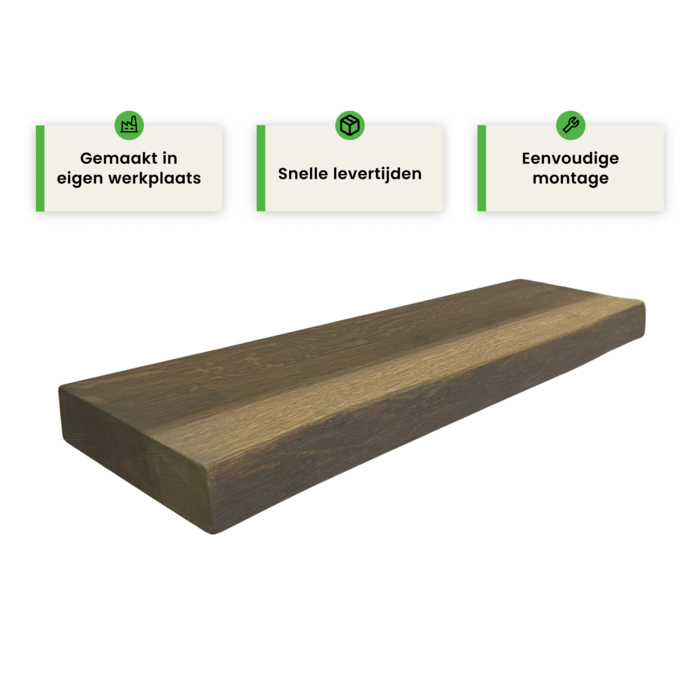 Wood & Work Houten wandplank  - Havanna -  Groot - 4cm dik eiken - Boomstam