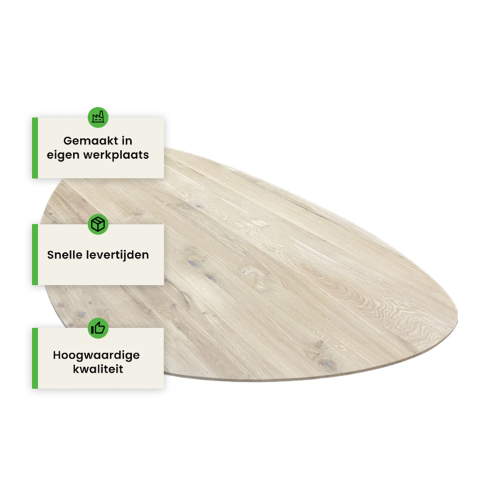 Wood & Work Eiken tafelblad kiezelvorm met facet