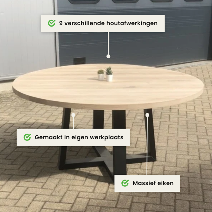 Wood & Work Eiken tafelblad - 4cm dik eiken - rond