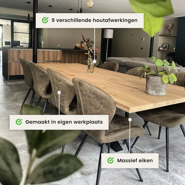 Wood & Work Houten tafelblad - 4cm dik eiken - Rechte afwerking