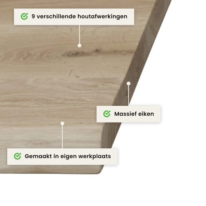 Wood & Work Houten tafelblad - 4cm dik eiken - Boomstam afwerking