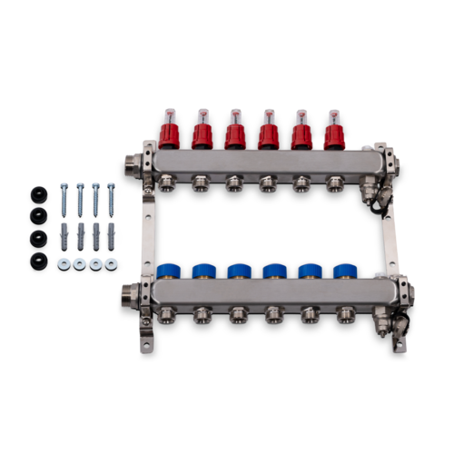 Zewotherm Verteiler Edelstahl für 12 HK, mit DFM