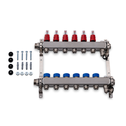 Zewotherm Verteiler Edelstahl für 7 HK, mit DFM