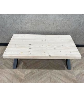 Steigerhout grote salontafel met X frame 140x80 *nieuw