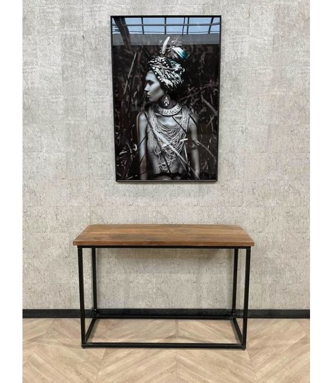 Zwarte sidetable hout met staal 120x80x40 *showroommodel