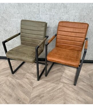 Setje van 6 stoelen groen/cognac Rocca Towerliving *nieuw