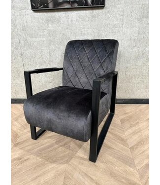 Luxe velours fauteuil Wade marble 800 zwart *showroom