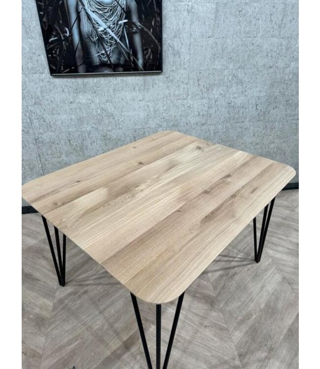 Kleine eiken eettafel met hairpin pootjes 120x100 *nieuw