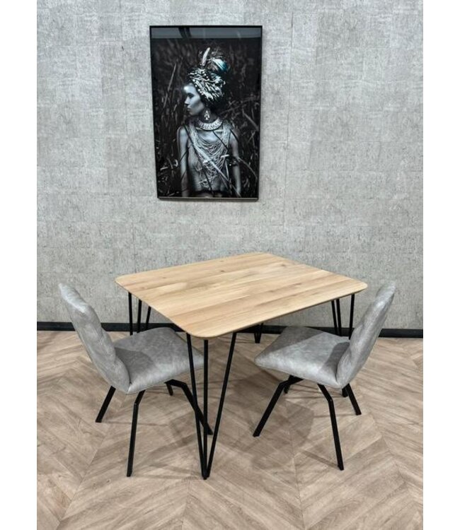 Kleine eiken eettafel met hairpin pootjes 120x100 *nieuw