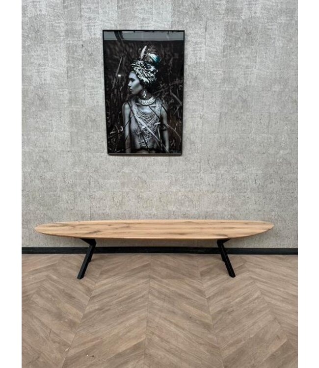Massief eiken eetkamerbank organisch 240cm Leaf *showroom