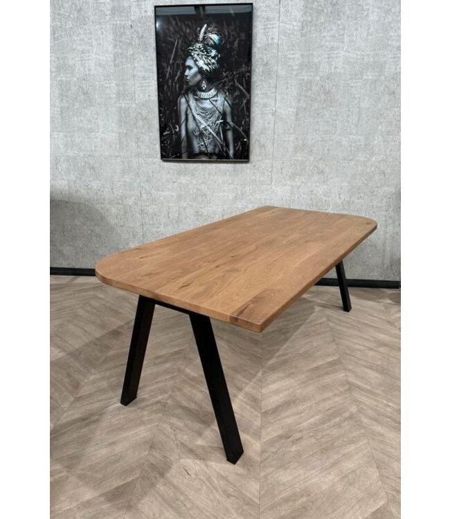 Massief eiken eettafel Wave 200x100cm incl frame *showroom