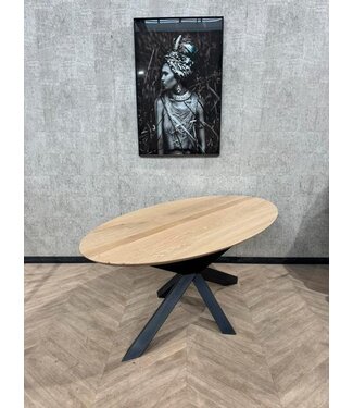 Eiken ovale eettafel 180x100 incl matrix frame *nieuw