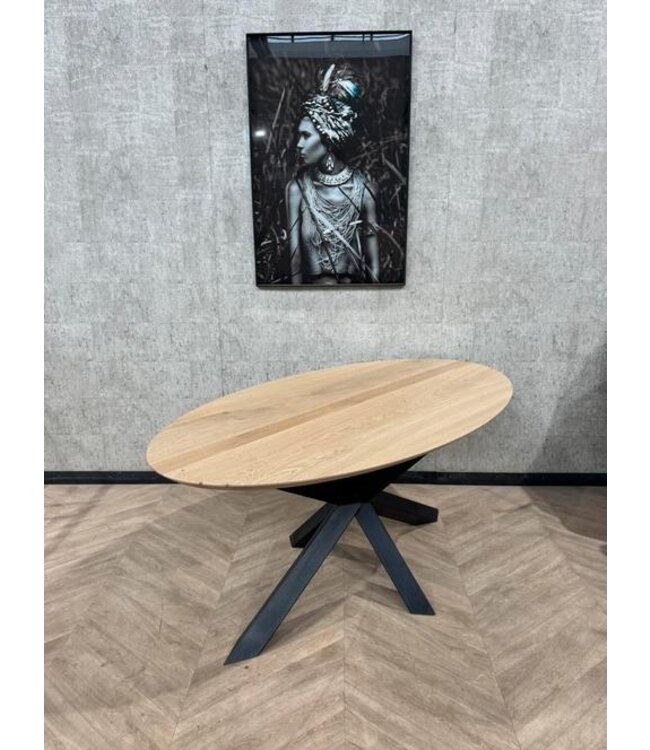 Eiken ovale eettafel 180x100 incl matrix frame *nieuw
