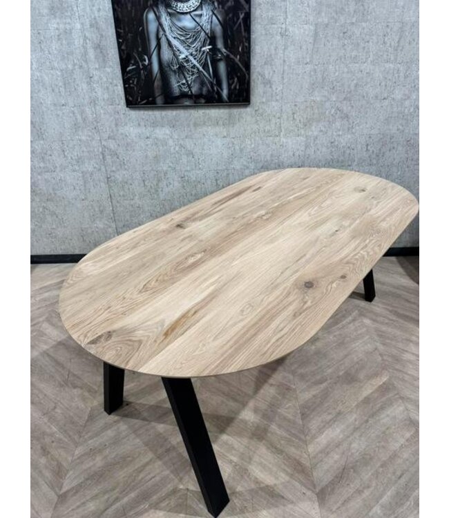 Massief eiken rond ovaal 200x100 incl frame *showroom