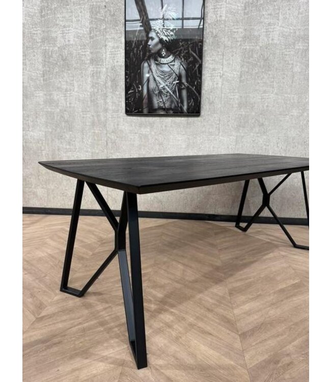 Eiken eettafel zwart Deens rechthoekig 200x100 zwart *showroom