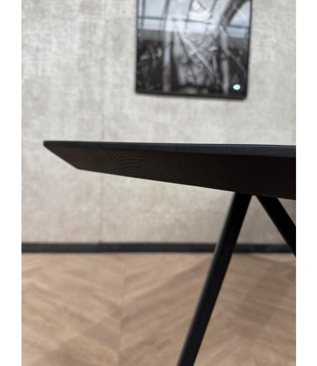 Eiken eettafel zwart Deens rechthoekig 200x100 zwart *showroom