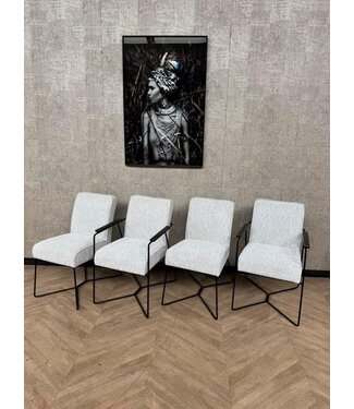 Setje 4 eetkamerstoelen wit/licht grijs Novy *showroom