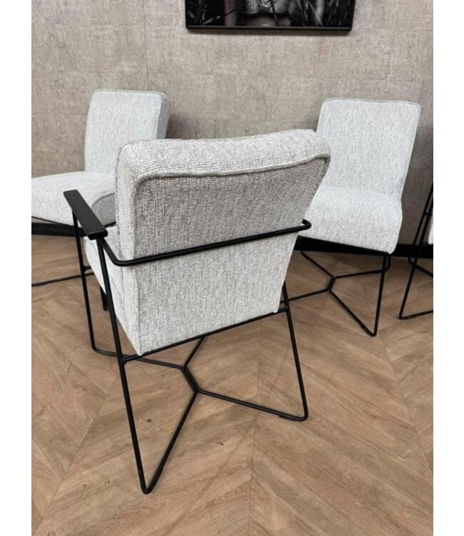 Setje 4 eetkamerstoelen wit/licht grijs Novy *showroom