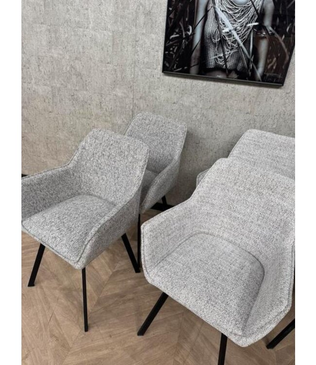 Setje 6 eetkamerstoelen grijs/créme/beige Stella *showroom