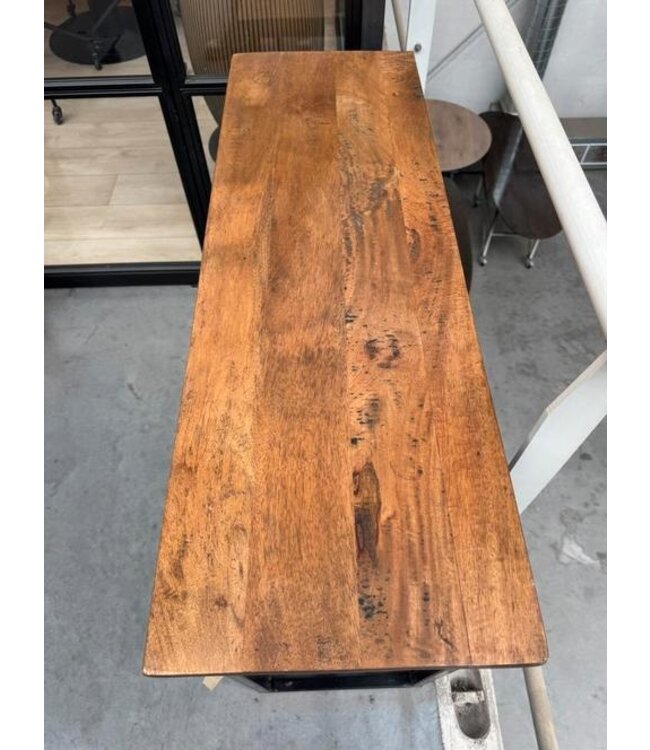 Zwarte sidetable hout met staal 120x80x40 *showroommodel