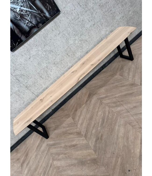 Massief eiken eetkamerbank Deens ovaal 220cm *showroom