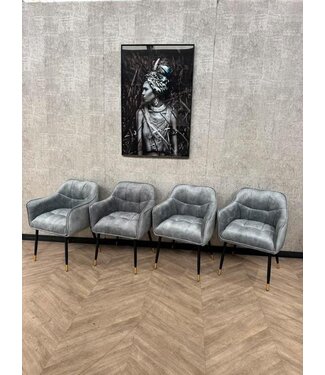 Setje van 4 eetkamerstoelen ijsblauw *showroom