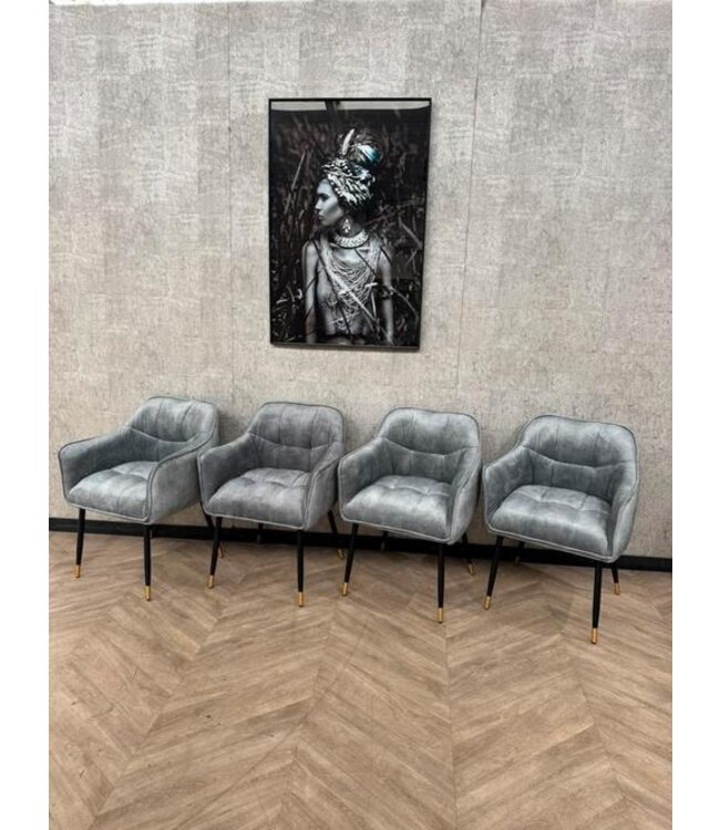 Setje van 4 eetkamerstoelen ijsblauw *showroom