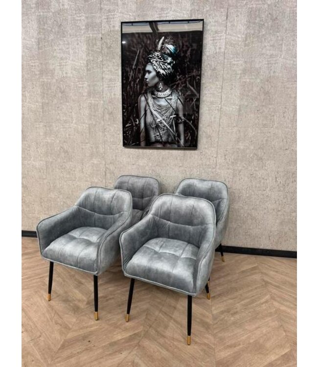 Setje van 4 eetkamerstoelen ijsblauw *showroom