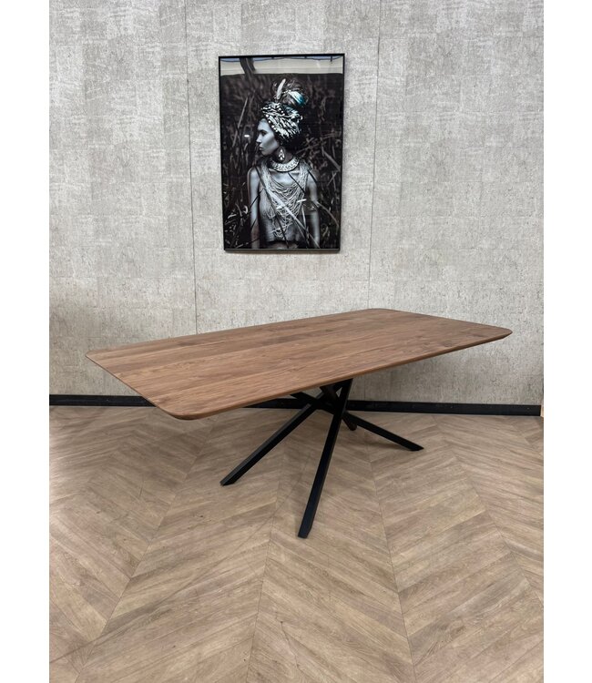 Eiken eettafel rechthoekig midden bruin 200x100cm *nieuw
