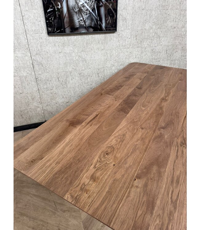 Eiken eettafel rechthoekig midden bruin 200x100cm *nieuw
