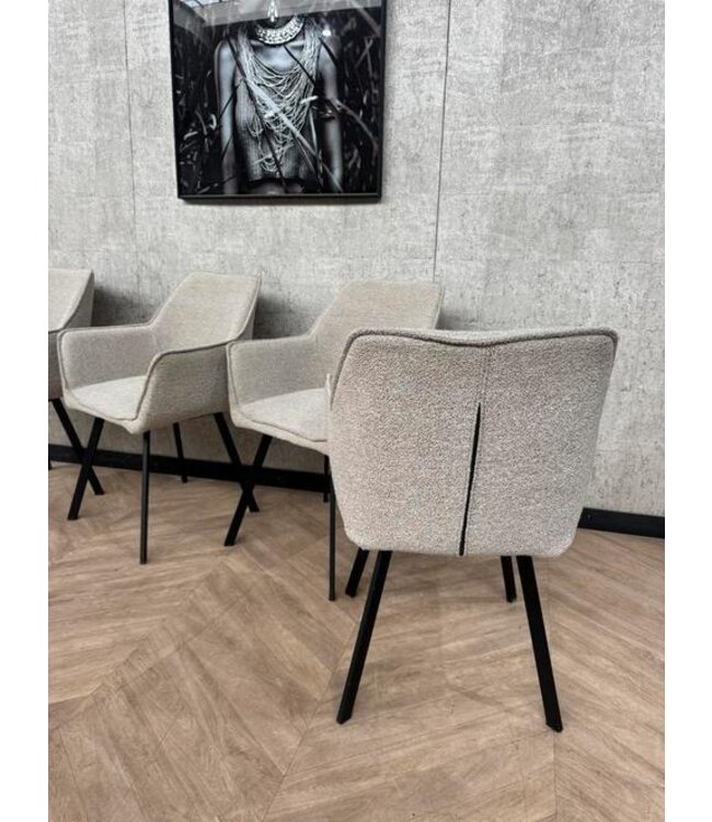 Set van 6 eetkamerstoelen Stella créme/bruin *showroom