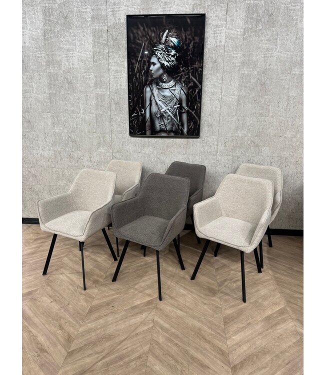 Set van 6 eetkamerstoelen Stella créme/bruin *showroom