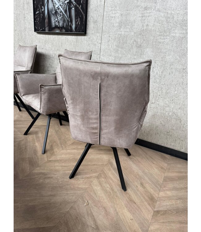 Eetkamerbank eiken zwart + 3 beige stoelen *showroom