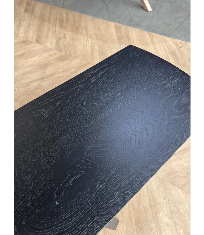 Eetkamerbank eiken zwart + 3 beige stoelen *showroom